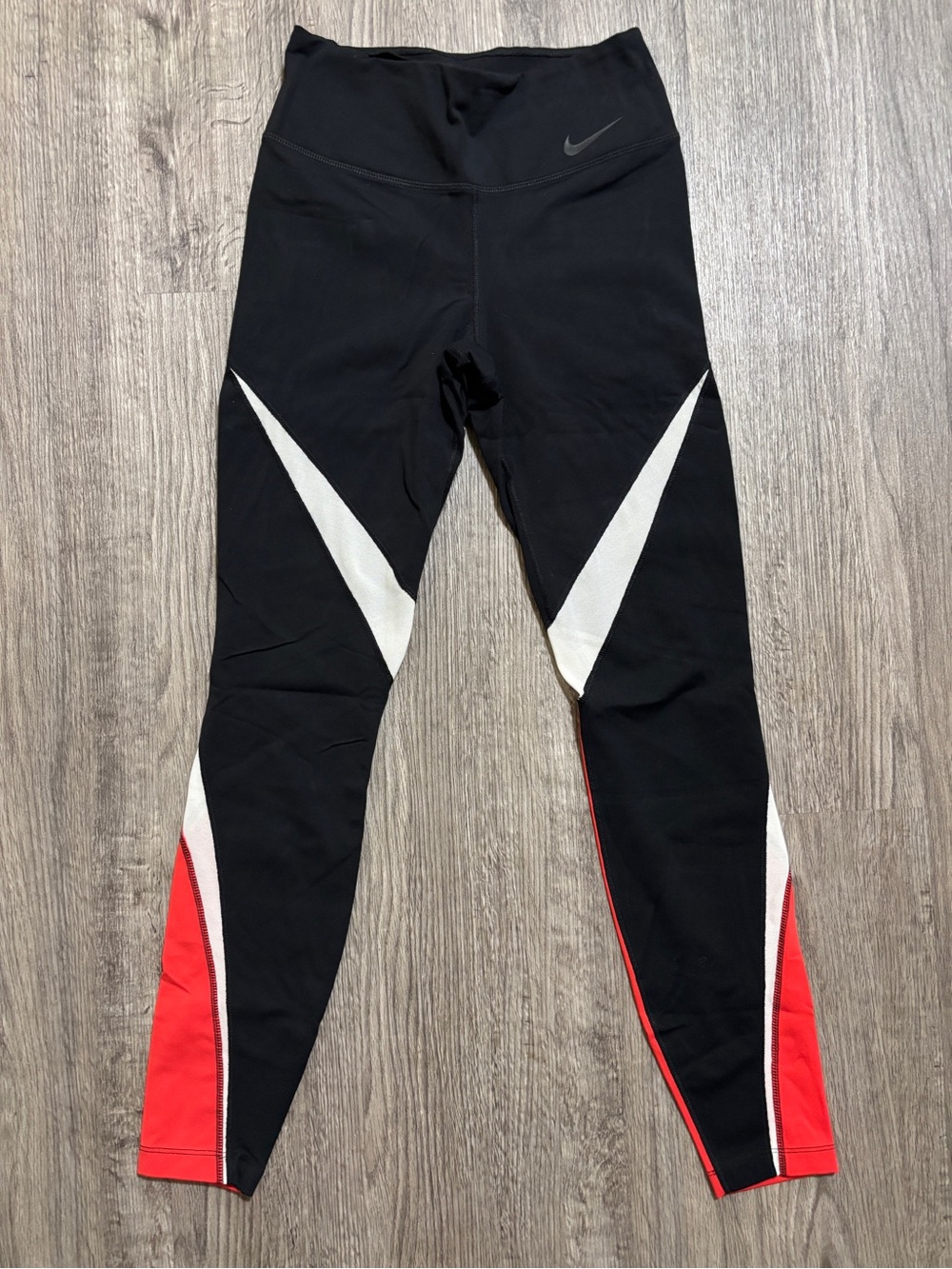 Nike Dri-FIT Leggings Size S Black Red White Colorblock Athletic